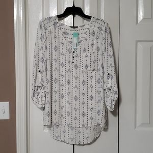 Market & Spruce White with Tribal Blouse XL
